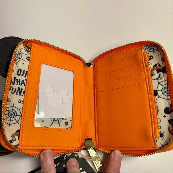 NWT. Disney Loungefly Mickey Pumpkin Zip Around Wallet. Glows in the dark! - Picture 6 of 14